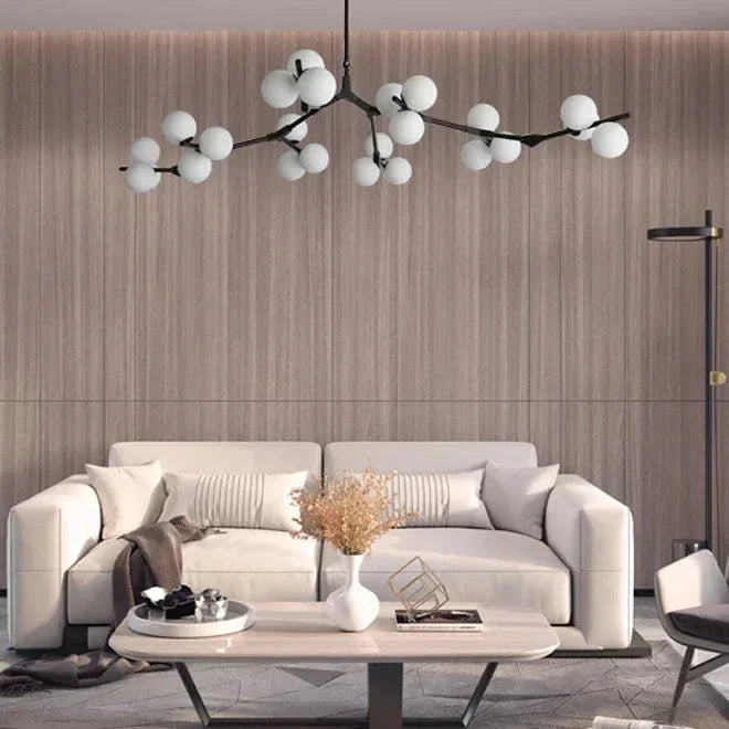 Pendant Light Metal Branch 178.0 cm Matte Glass Living Room Dining Room Ceiling Chandelier Adjustable Multi Globe Lighting | Thomler