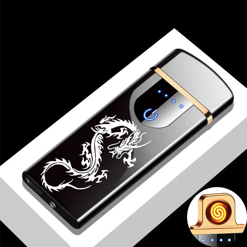 Rechargeable Dual-Arc Plasma Lighter with Touch Sensor & LED Display for Candles, Pipes & Outdoor Use | Thomler