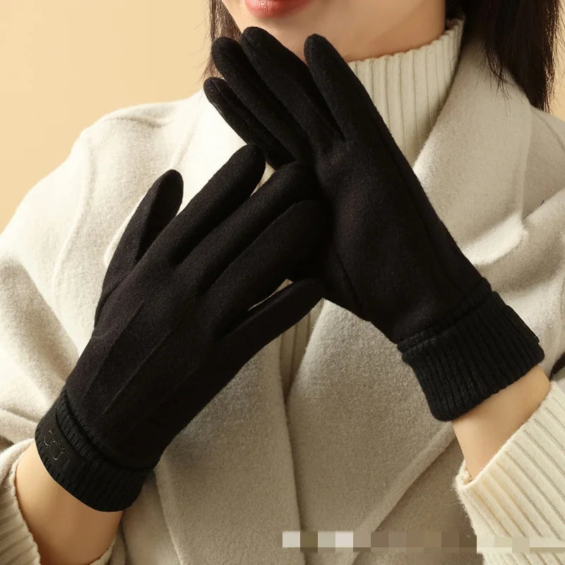 Soft Fleece-Lined Touchscreen Gloves for Women – Full-Finger Design for Cold Weather Cycling, Outdoor Activities & Everyday Warmth | Thomler