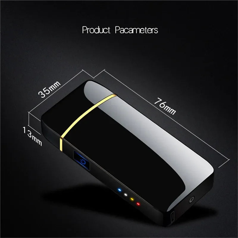 Rechargeable Dual-Arc Plasma Lighter with Touch Sensor & LED Display for Candles, Pipes & Outdoor Use | Thomler