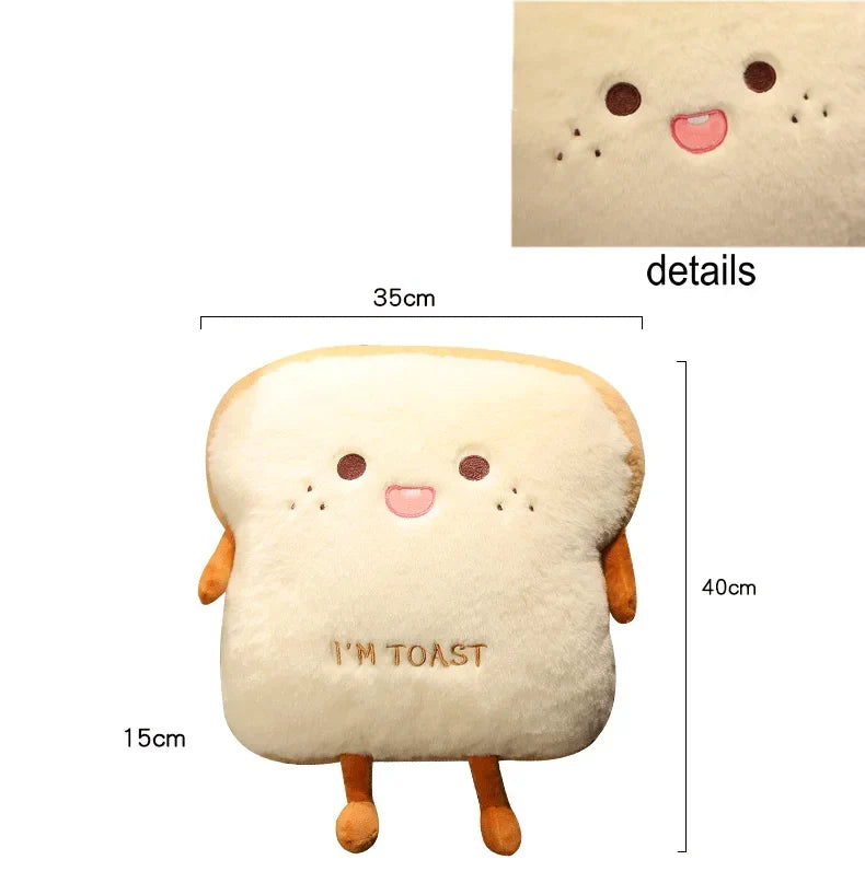 Soft Plush Toast Hand Warmer Pillow with Pocket – Cozy Stuffed Bread Cushion for Warmth & Comfort | Thomler