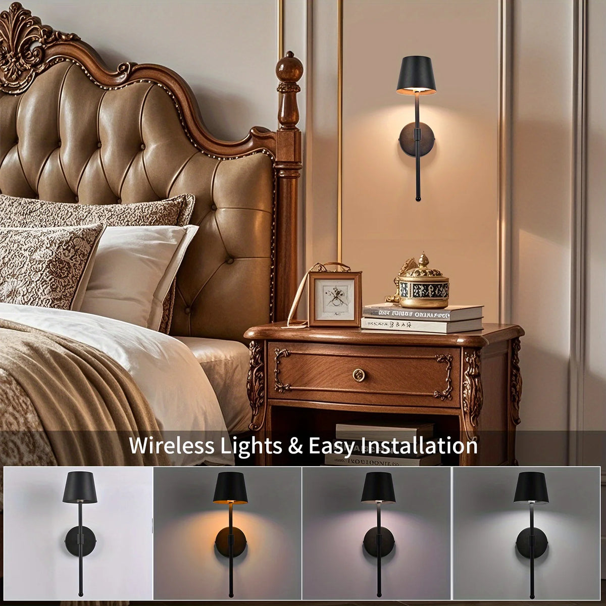Rechargeable LED Wall Sconce 2-Pack – Remote Control Dimmable Battery Light for Hallway, Bedroom & Stairway | Thomler