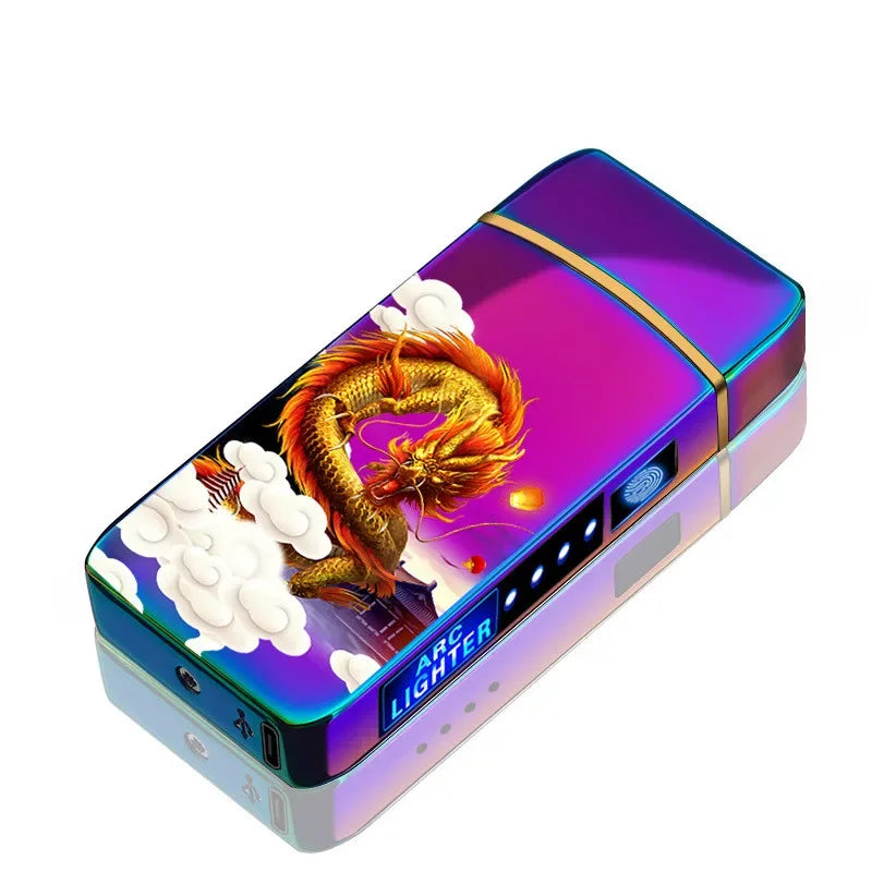 Rechargeable Dual-Arc Plasma Lighter with Touch Sensor & LED Display for Candles, Pipes & Outdoor Use | Thomler