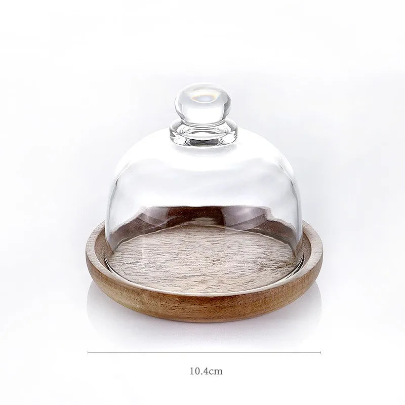 Food Storage Container Acacia Wood Lid Borosilicate Glass 7.9 in Kitchen Pantry Eco-Friendly Durable Airtight Organizer | Thomler