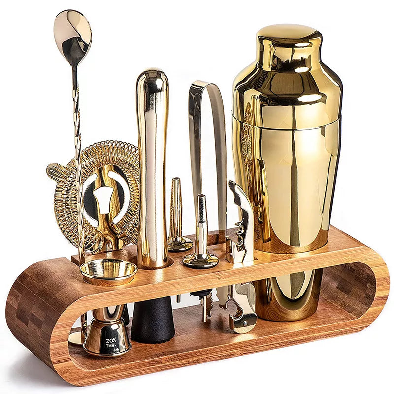 10-Piece Bartender Tool Set – Professional Mixing Kit with Organized Holder | Thomler