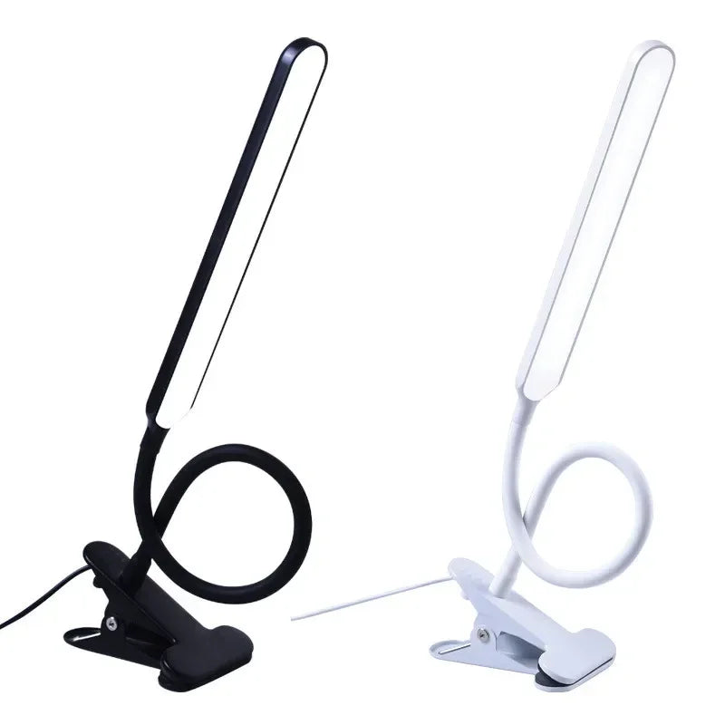USB Clip-On Desk Lamp with Adjustable Gooseneck – 3 Light Modes & Dimmer – Eye-Safe Reading Light for Workspace, Nightstand & Study | Thomler