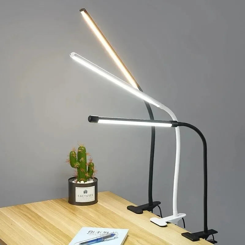 USB Clip-On Desk Lamp with Adjustable Gooseneck – 3 Light Modes & Dimmer – Eye-Safe Reading Light for Workspace, Nightstand & Study | Thomler
