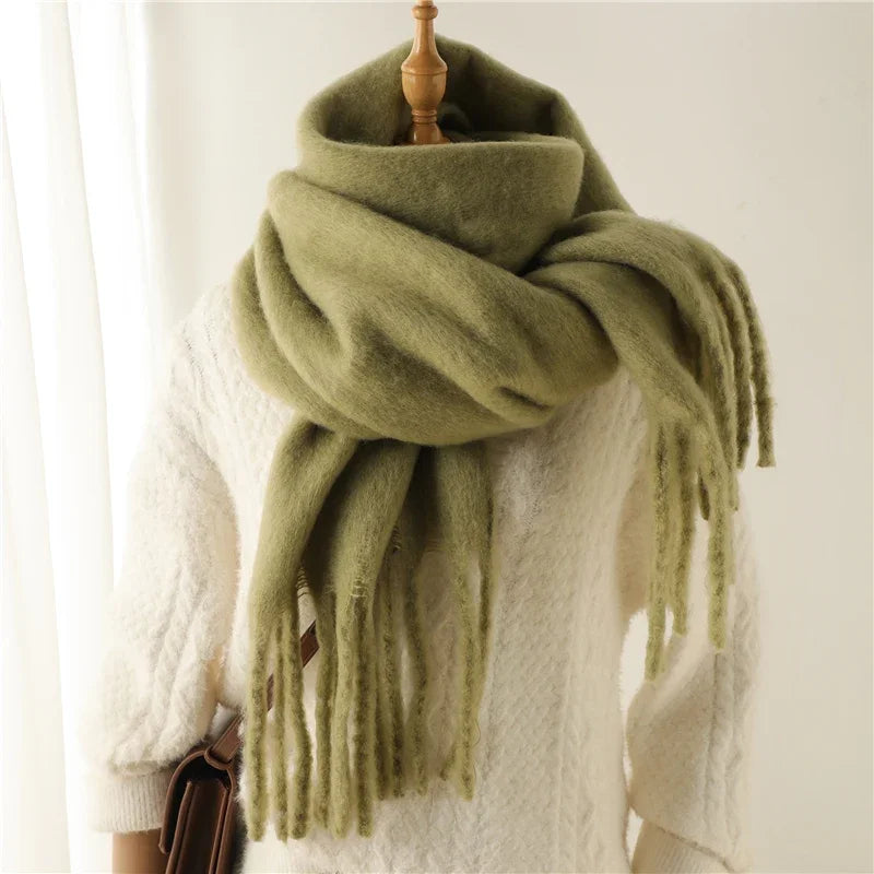 Oversized Pashmina Wrap with Fringe Detail for Women – Plush Viscose Blend Cold Weather Accessory | Thomler