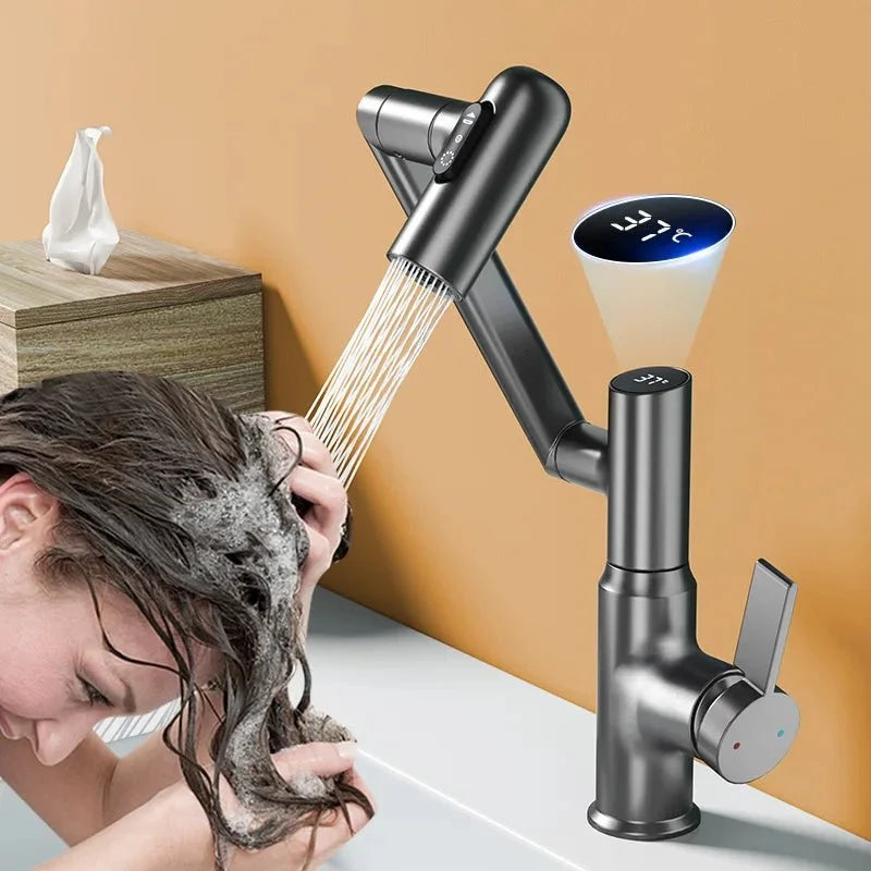 Smart Kitchen Faucet with LED Temperature Display – 360° Swivel Single Handle Sink Mixer Tap for Kitchen & Bathroom | Thomler