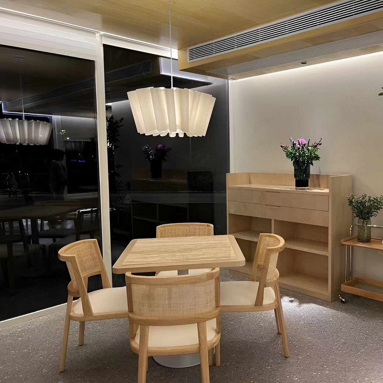 Pendant Light Fabric Pleated Shade 15.7 in Warm Cream Dining Room Kitchen Island Hanging Ceiling Lamp Scandinavian Japanese Style | Thomler