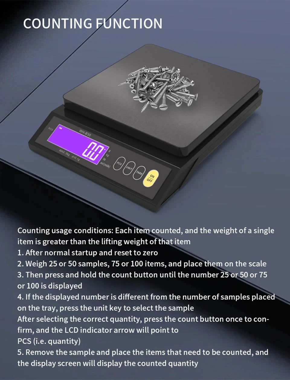 Waterproof Digital Food Scale – 11 lb / 1 oz or 22 lb / 0.04 oz Capacity, Rechargeable LCD Kitchen Scale for Meal Prep, Baking, Portion | Thomler