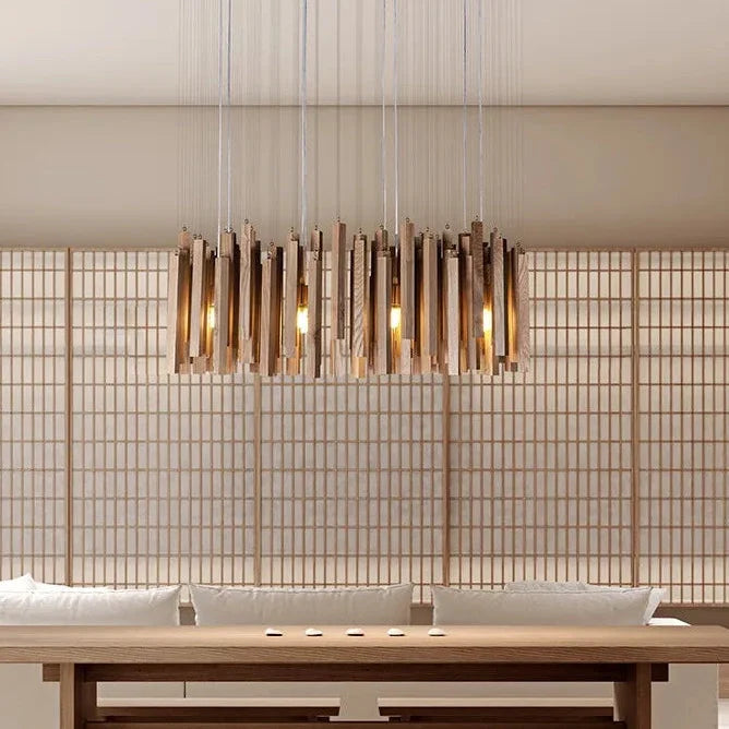 Sculptural Timber Ring Chandelier with Integrated LED – Modern Japanese-Inspired Design for Dining Room & Bedroom | Thomler