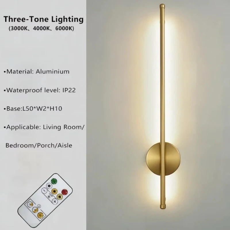 Rechargeable Magnetic 20-Inch Wall Light with Up/Down Glow – Black & Gold Wireless LED for Living Room, Bedroom, Hallway & Closet | Thomler