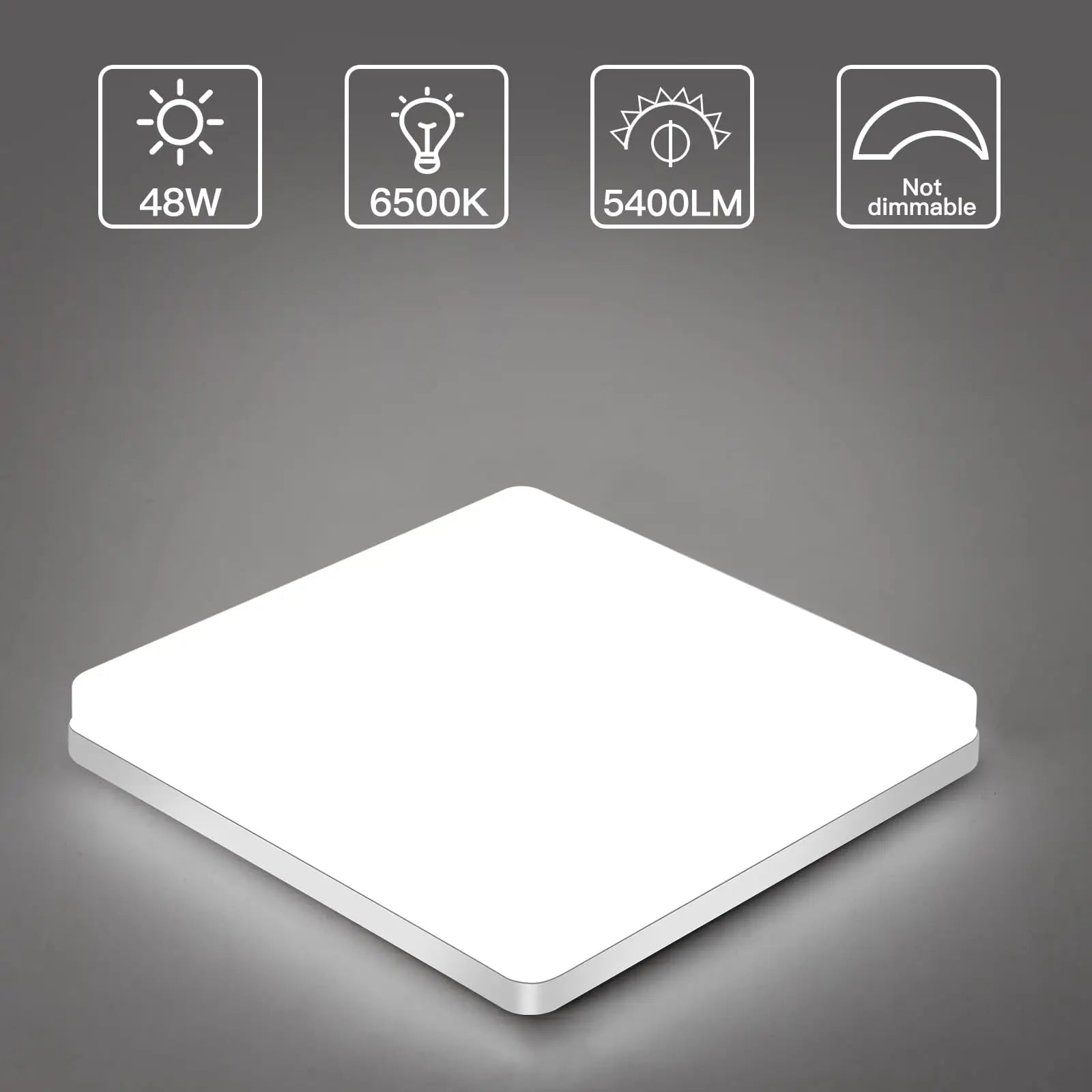 Ceiling Light ABS 48W Cool White Bathroom Kitchen Hallway Square LED Flush Mount Damp Area Lighting 5400LM | Thomler