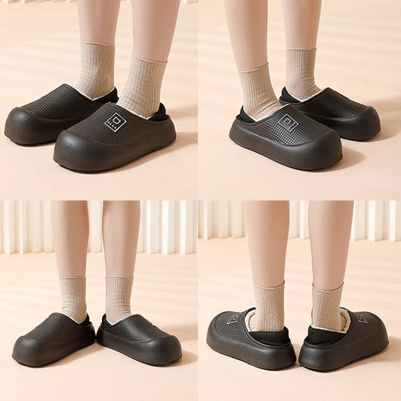 Waterproof Plush Bear Slippers for Indoor & Outdoor – Thick Anti-Slip Sole, Cozy Cotton-Lined House Shoes for Men & Women | Thomler