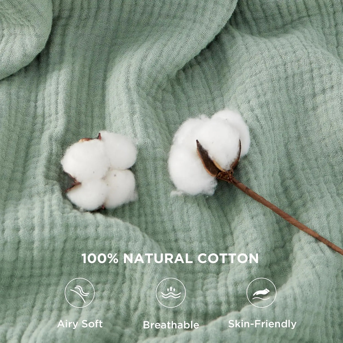 Soft Muslin Blanket 100% Cotton 6-Layer Breathable Throw for Couch Bed Travel Lightweight All Season Comfort Blanket Foldable | Thomler