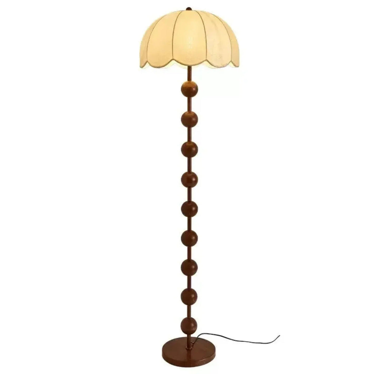 Curved Dome Standing Light with Wood-Grain Base for Living Room & Bedroom | Thomler