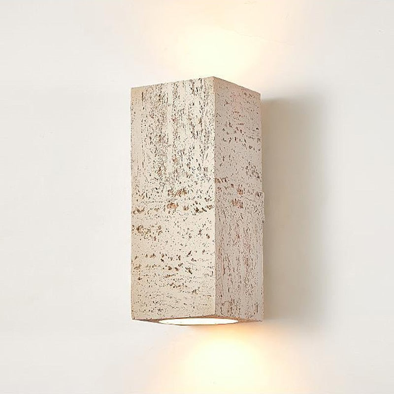 Wall Lamp Cement Composite Rectangle Warm Up Down Living Room Bedroom Japandi Ambient Lighting Fixture | Thomler