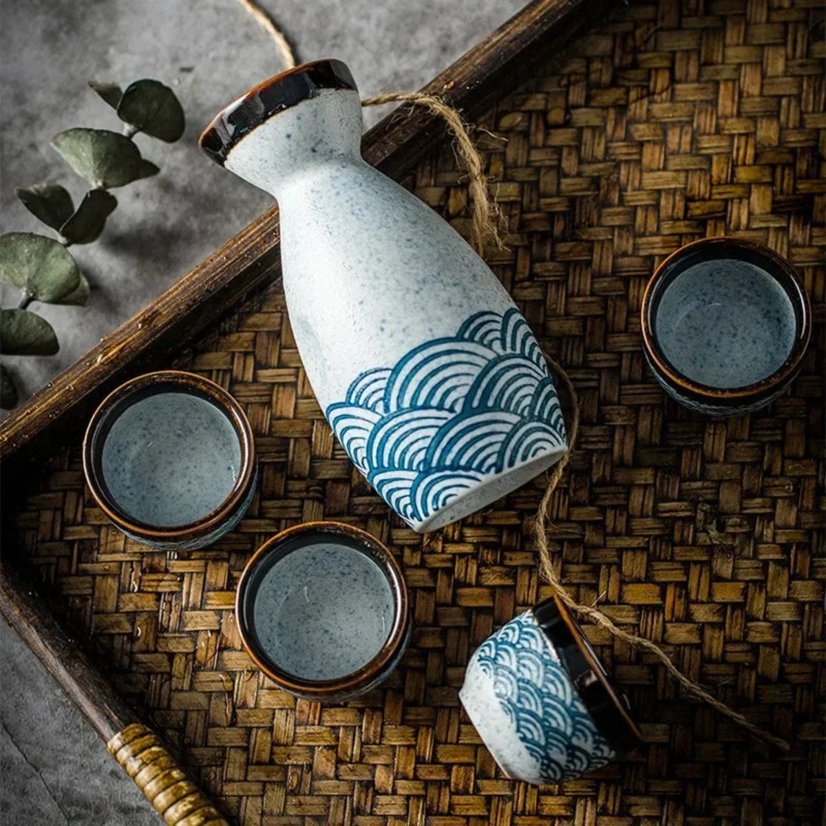 Ceramic Sake Serving Set with Carafe & Cups – Traditional Japanese Drinkware for Home Entertaining | Thomler