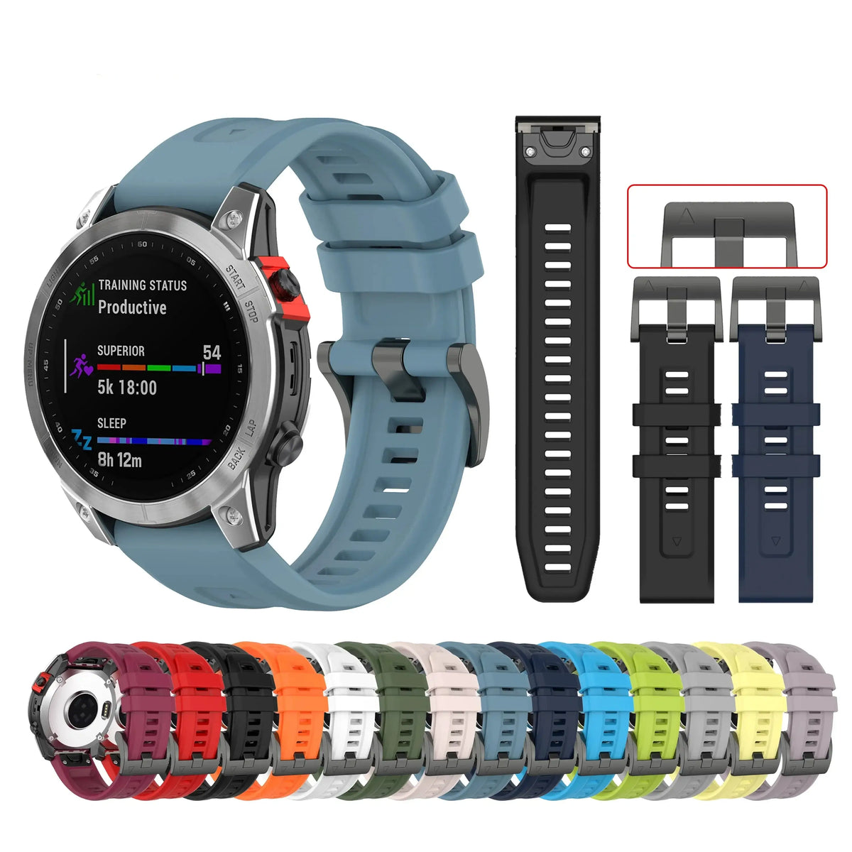 Silicone Fitness Watch Strap Replacement Band Compatible with Fenix, Instinct & Venu | Quick-Release Pin | Sweat-Resistant | For Outdoor | Thomler