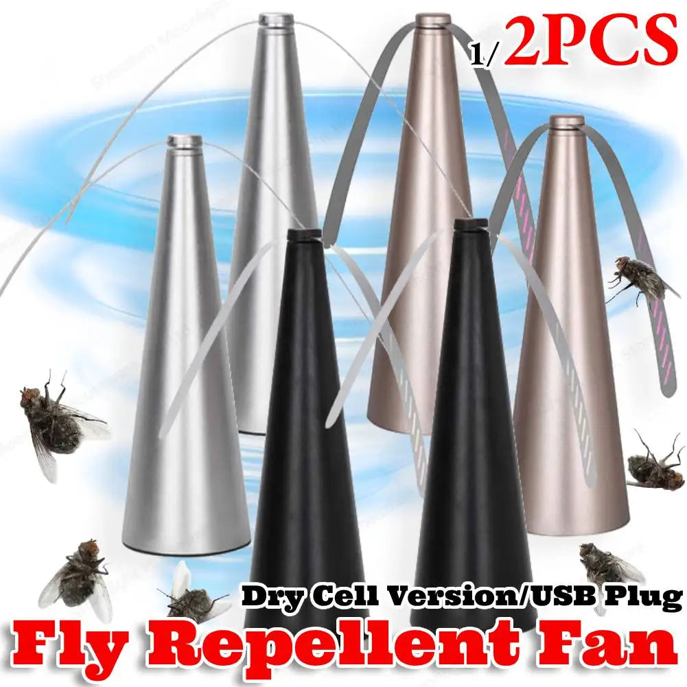 Tabletop Insect Deterrent Fan with Holographic Blades for Outdoor Dining & Picnics, Battery or USB Powered Fly Repeller for BBQ Parties | Thomler