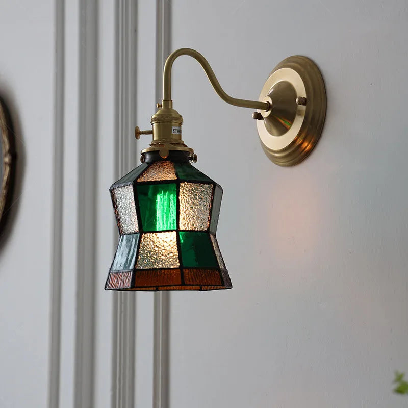 Wall Lamp Stained Glass E27 26.0 cm Green Bedroom Hallway Tiffany Style Vintage Lighting | Thomler