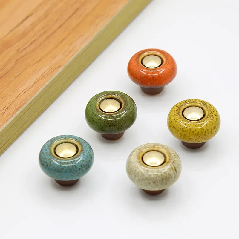 Cabinet Knob Ceramic 3.2 cm Round Furniture Drawer Kitchen Cupboard Handle Replacement Hardware | Thomler