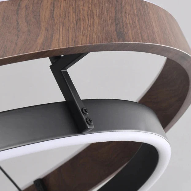 Modern Ring Overhead Lighting with Wood-Grain Metal Frame for Living & Dining Rooms | Thomler