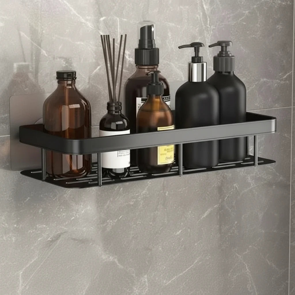 Bathroom Shelf ABS Plastic Drill-Free 10.6 in x 8.3 in Wall Mounted Storage Rack Modern Bathroom Organizer Triangular or Rectangular Designs | Thomler