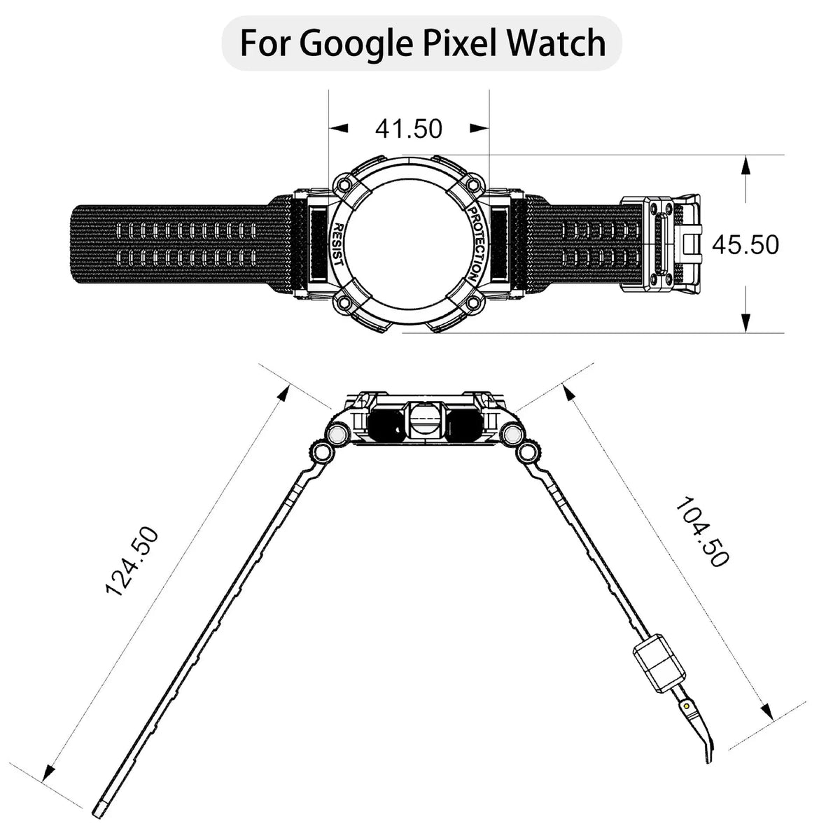 Protective Strap & Shell Combo for Pixel Watch – Matching Band & Bumper Case | Thomler