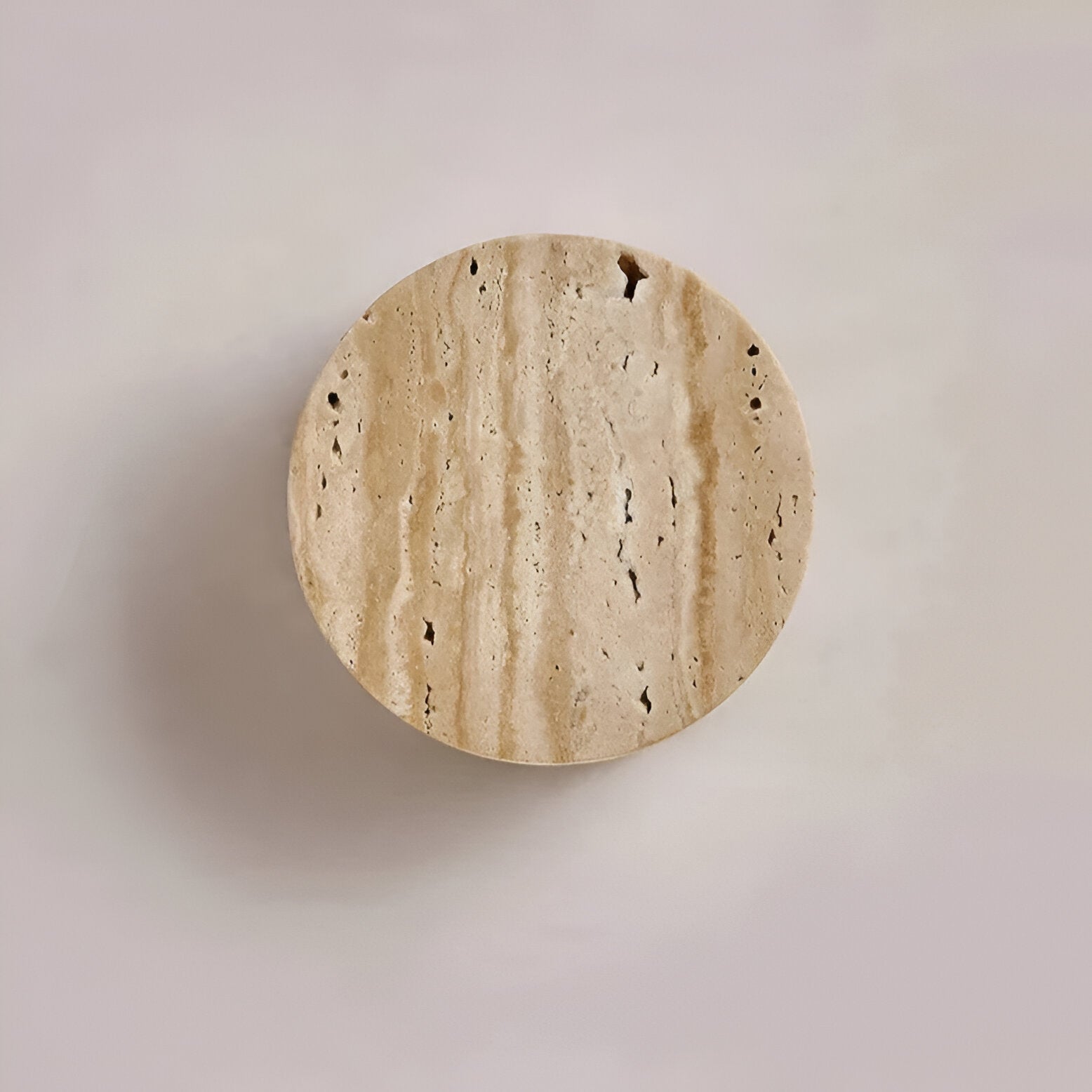 Wall Lamp Travertine Stone 3.9 in Round Frosted Glass Bedroom Hallway Ambient Up Down Light Minimalist Japandi Fixture | Thomler
