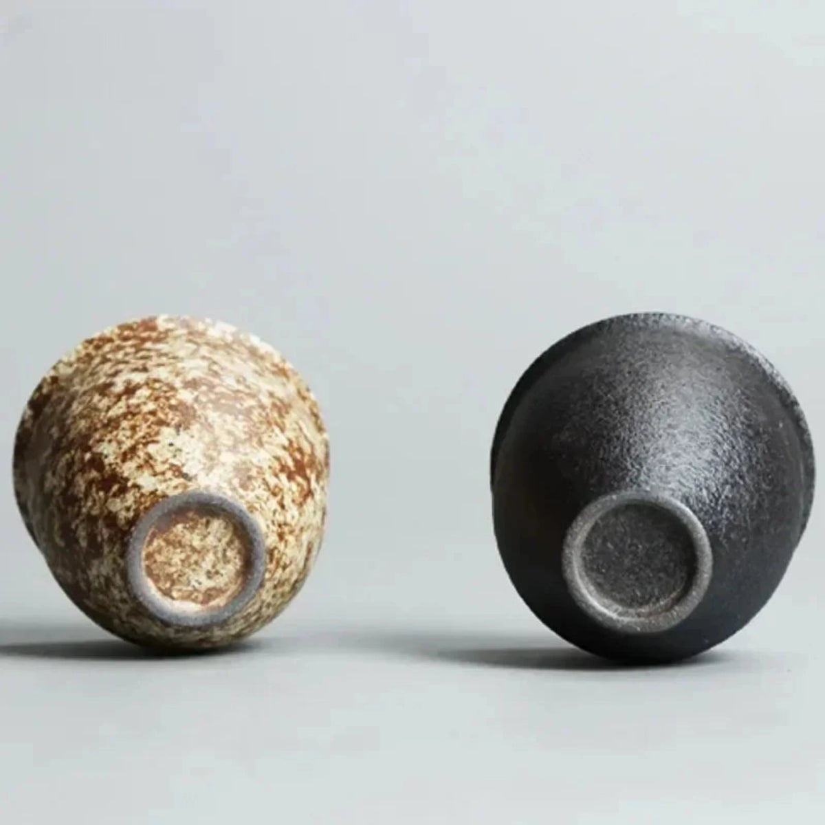 Handcrafted Stoneware Espresso Cups – 6-Piece Set with Natural Textures & Metallic Accents for Coffee, Tea & Sake | Thomler