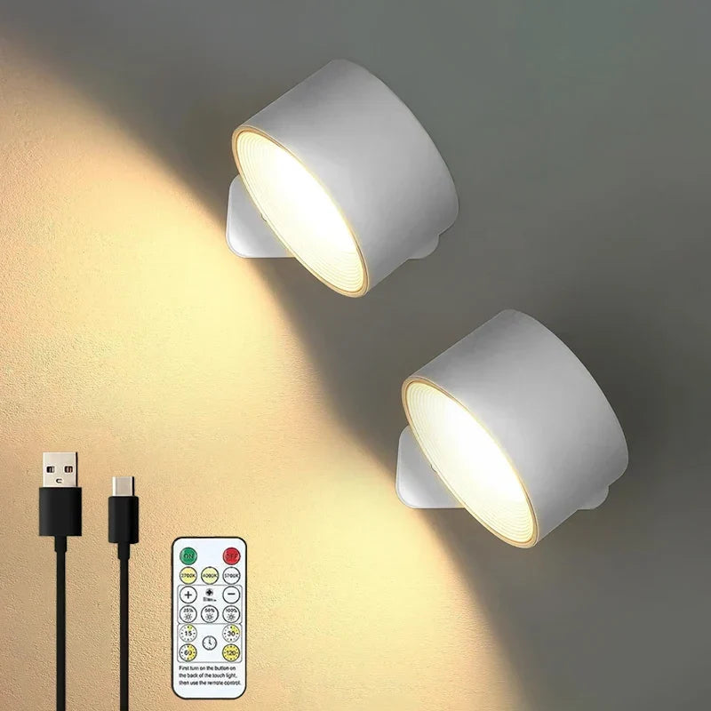 Rechargeable LED Wall Sconce – Magnetic Cylindrical Fixture with Remote Control for Bedroom & Living Room | Thomler