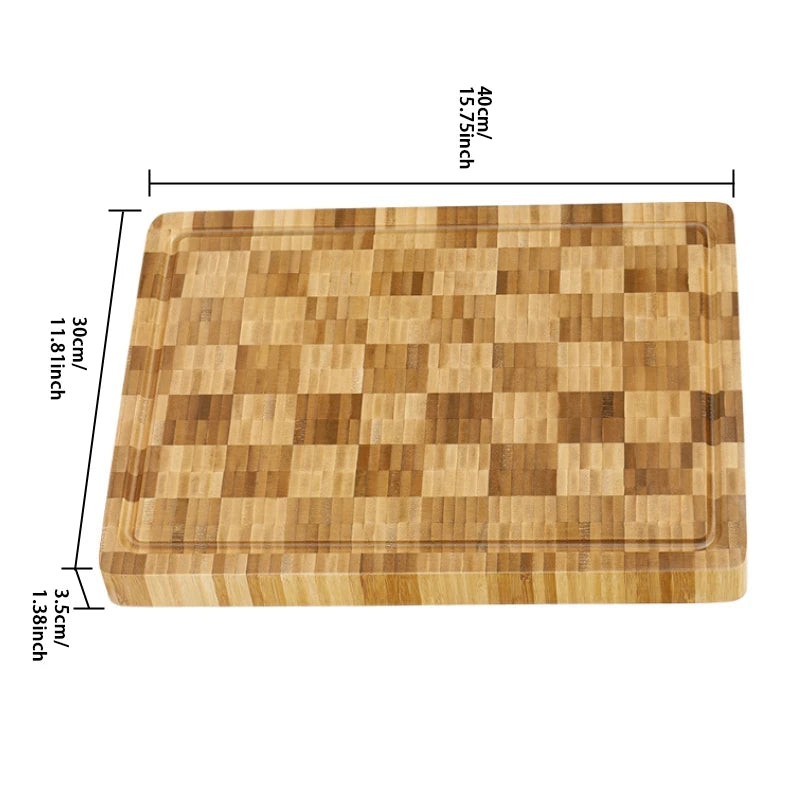 Reversible Bamboo Cutting Board with Drip Groove for Meat, Vegetables & Fruit – Butcher Block Surface | Thomler