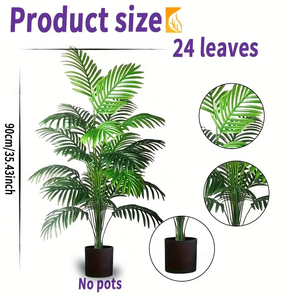 Artificial Palm Tree Plastic 90.0 cm Set Of 2 Indoor Outdoor Tropical Floor Plant Decor | Thomler