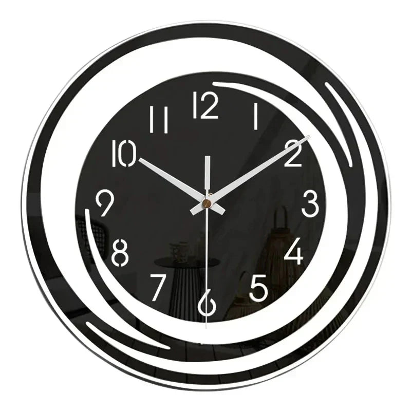 Black Acrylic Wall Clock Modern Geometric Silent Non-Ticking Scandinavian Home Decor for Living Room Bedroom Office | Thomler