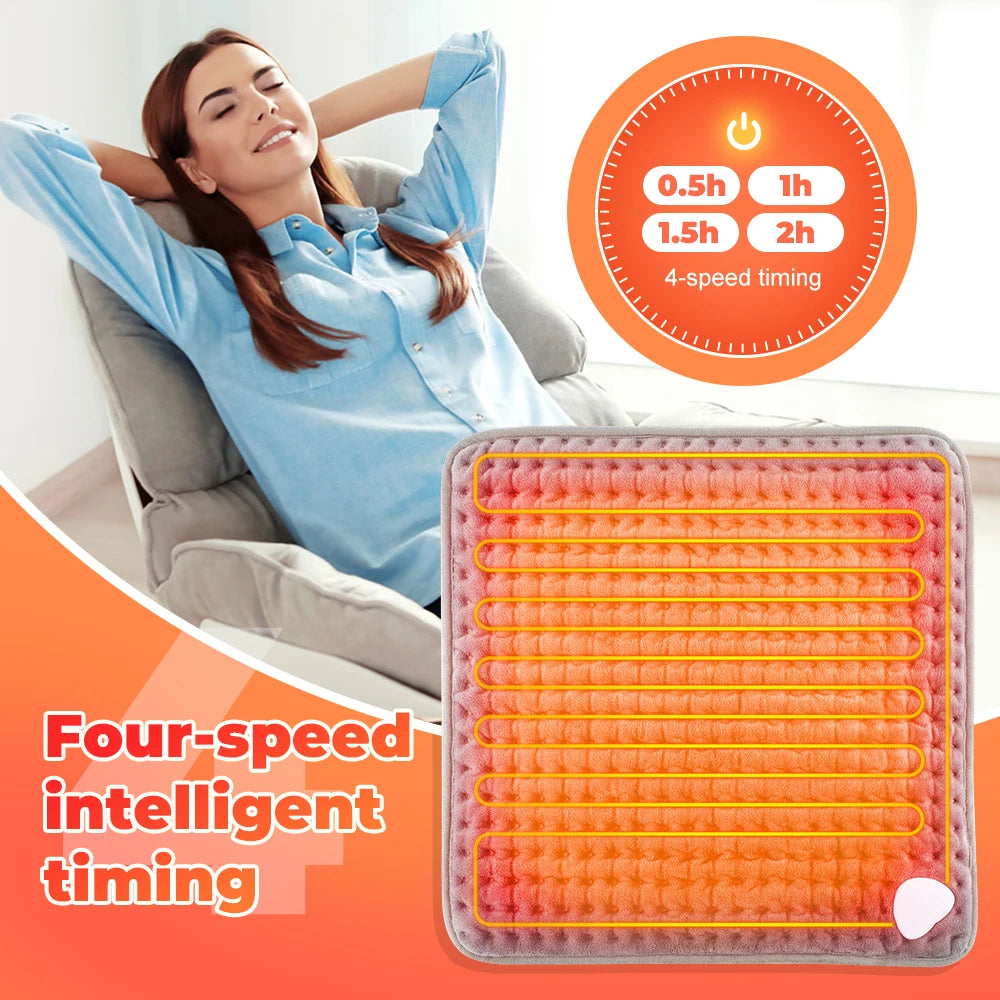 Electric Heating Pad for Feet & Hands – 70W Plush Warmth Cushion with Timer & 9 Temp Settings – Gray | Thomler