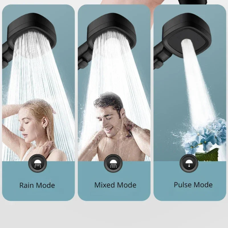 Handheld Spray Nozzle with Pause Button – 3 Spray Patterns, Universal Mount, ABS Body – For Low-Pressure Bathroom & Pet Washing | Thomler