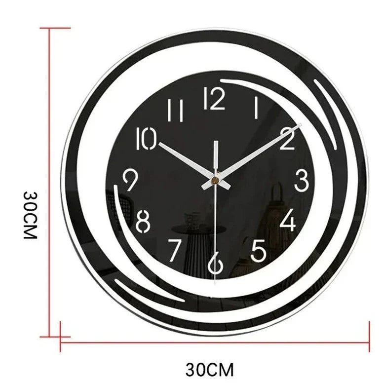 Black Acrylic Wall Clock Modern Geometric Silent Non-Ticking Scandinavian Home Decor for Living Room Bedroom Office | Thomler