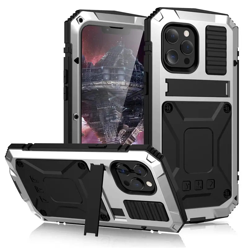 Heavy-Duty Metal Phone Case for iPhone 14, 13, 12, 11 – Full-Edge Protection with Raised Camera Guard & Tactile Grip | Thomler