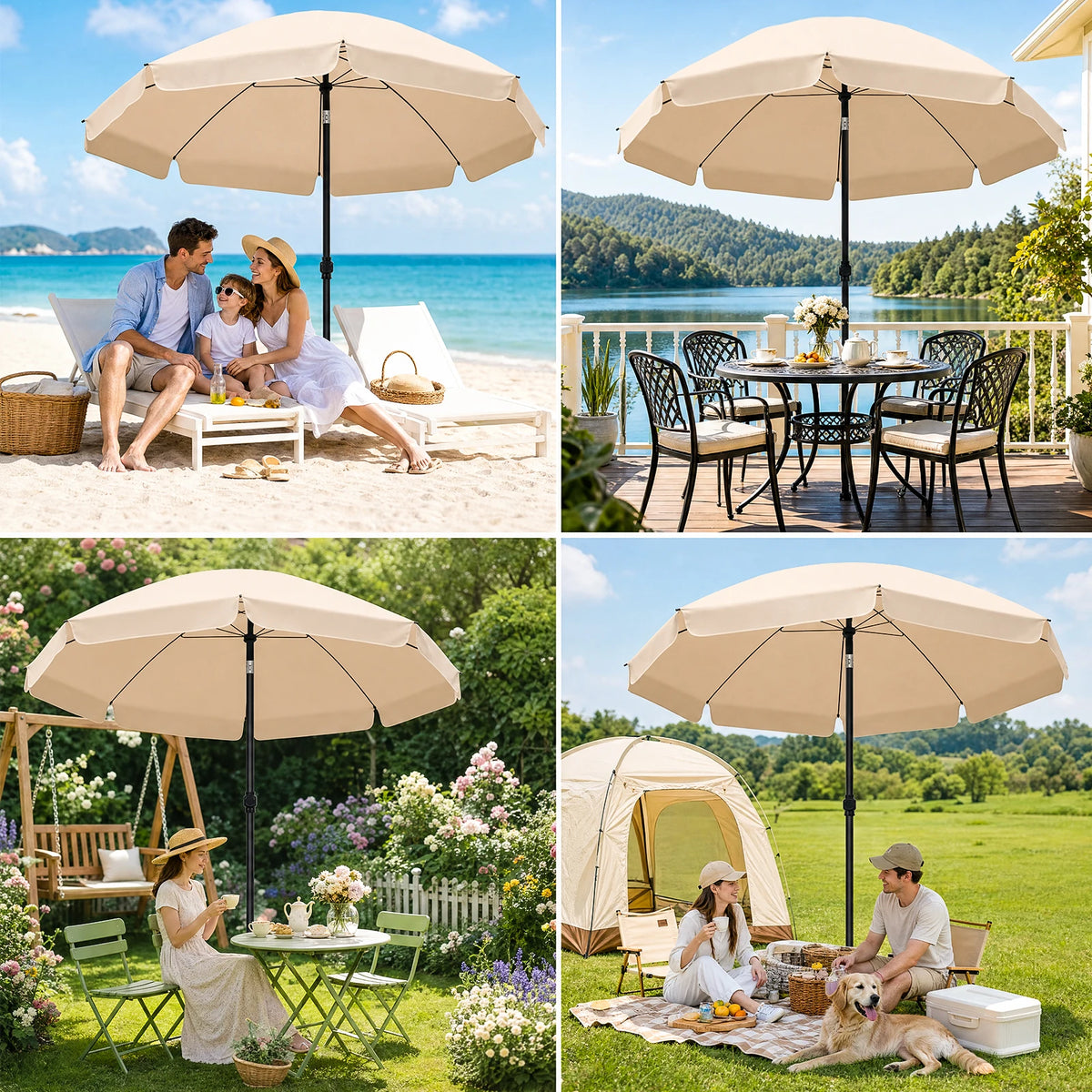 6.5 ft Tilt Patio Umbrella with Carry Bag – Portable UV Protection Canopy for Backyard, Beach & Outdoor Tables | Thomler