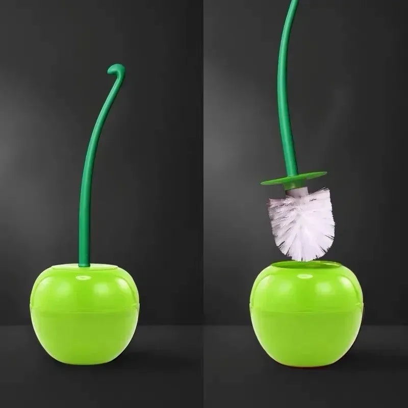 Cherry-Shaped Toilet Brush with Extended Handle and Decorative Stand for Bathroom Cleaning | Thomler
