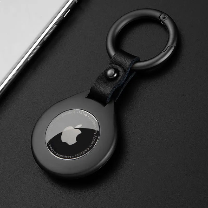 Genuine Leather AirTag Holder with Metal Keychain Ring for Apple AirTag Tracker Case Protective Cover Accessory for Keys Bags Luggage | Thomler