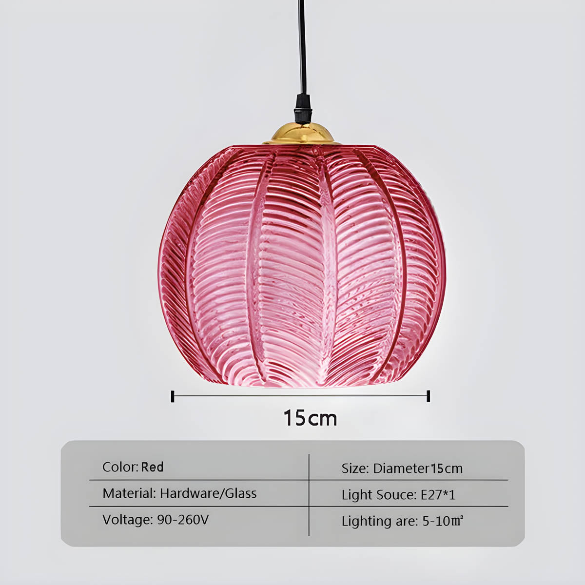 Pendant Light Glass 25.0 cm Green Dining Room Kitchen Island Hanging Ceiling Lamp Ribbed Globe E27 Retro Lighting | Thomler