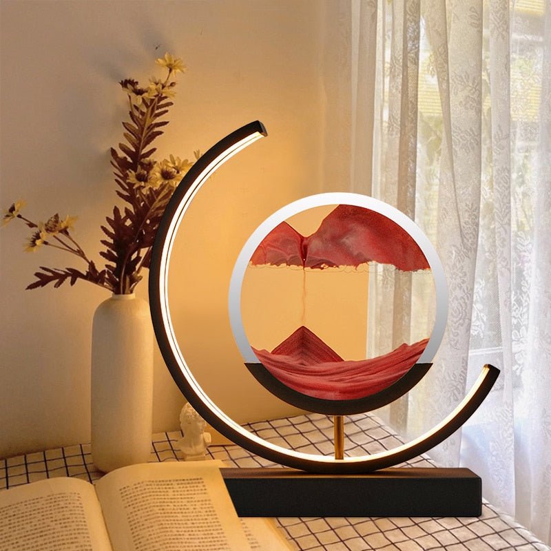 Rotating Sand Art LED Desk Lamp – Motion Sculpture with Warm Light for Office, Bedroom & Living Room Décor | Thomler