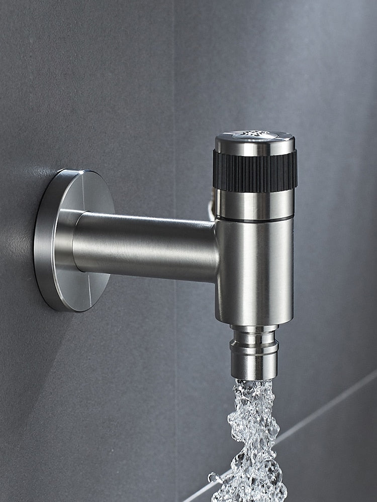 Wall-Mount Outdoor Garden Faucet | Cold Water Hose Spigot with Brass Valve & Stainless Steel Body for Yard, Patio & Balcony | Thomler