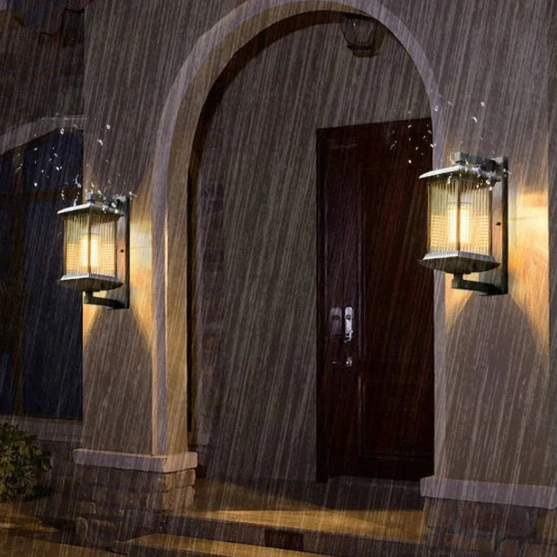 Vertical Ribbed Glass Outdoor Wall Sconce for Entryway & Garden Lighting | Thomler