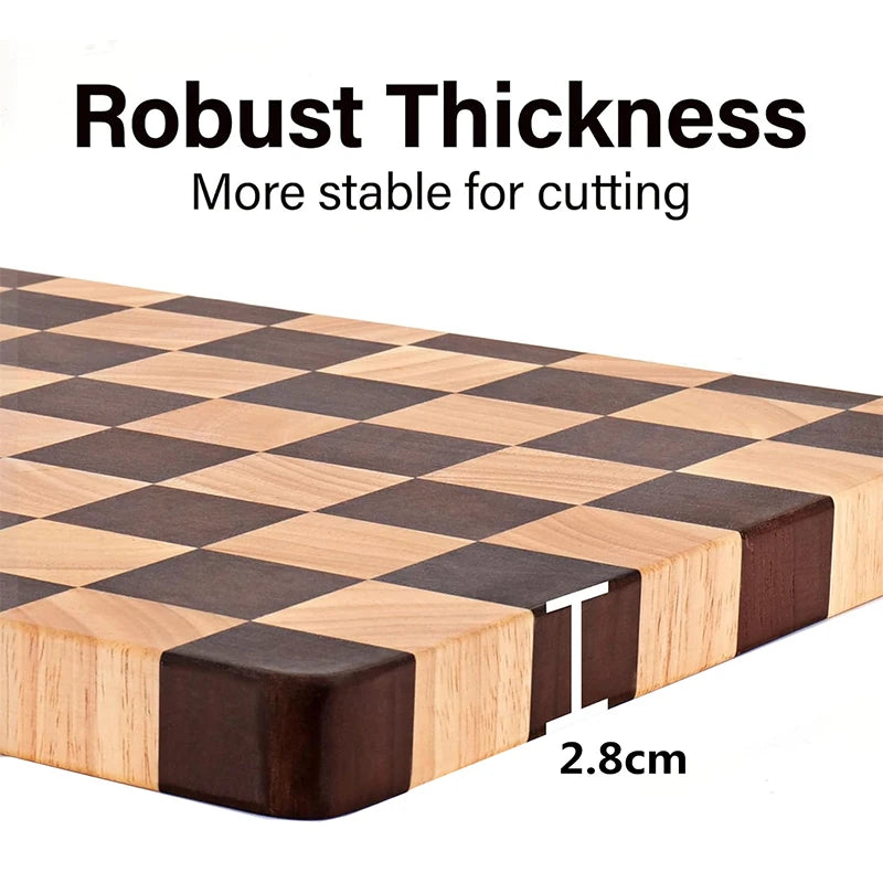 Heavy-Duty Rubberwood Cutting Board Reversible Serving Platter for Chopping Meat Bread Vegetables & Fruits | Thomler