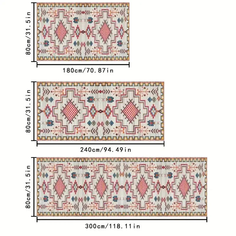 Machine Washable Runner Rug Non-Slip Crystal Velvet Hallway Kitchen Entryway Carpet Vintage Print Absorbent Mat for Corridors Bathrooms | Thomler