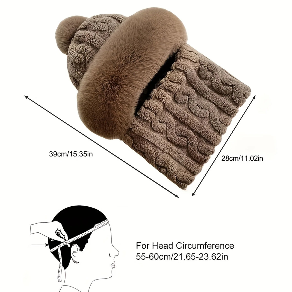 Fleece-Lined Hood Scarf Beanie Combo with Pom-Pom for Women & Men – All-in-One Neck Warmer Face Covering Cold Weather Gear for Commuting | Thomler